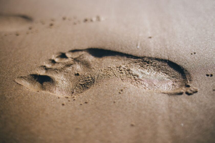 Fußabdruck im Sand am Strand
